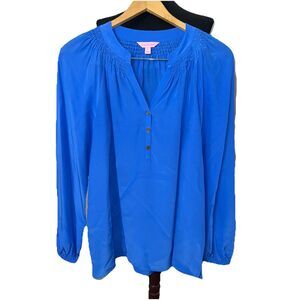 LILLY PULITZER Elsa Silk Top Blue Size Medium Women’s Excellent Condition